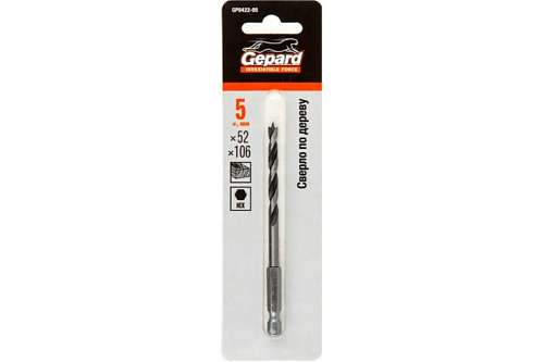 Сверло по дереву 5х52х106 шестигр. GEPARD  GP0422-05
