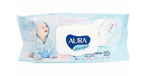 Салфетки влажные "Aura" Алоэ 200шт (Ultra Comfort) для детей