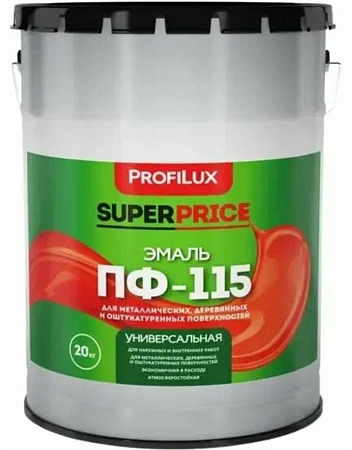 Эмаль ПФ-115 универсальная алкидная Profilux Superprice полуматовая белая 20 кг