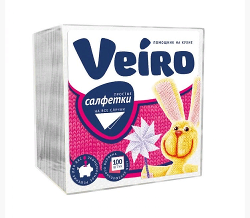 Салфетки "Veiro" однослойные 24х24 белые (набор 100шт) 7н11/24Б1