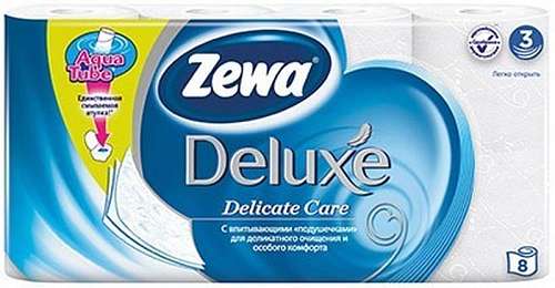 Бумага туалетная "ZEWA  Deluxe" 8 рулонов, 3 слоя, белая  5366-ДЕФ