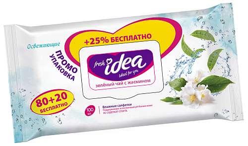 Влажные салфетки Fresh idea, Чай с жасмином, 100шт С0006259