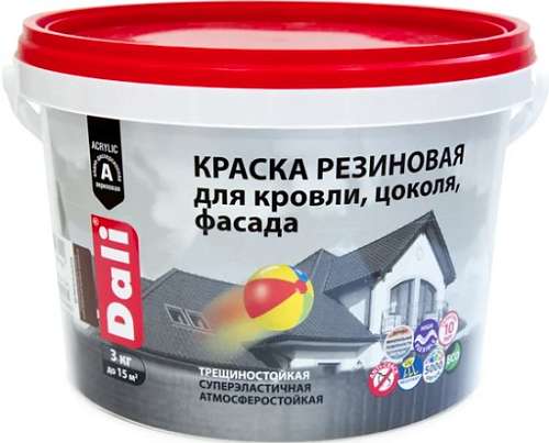 Краска Dali резиновая серый графит 3кг