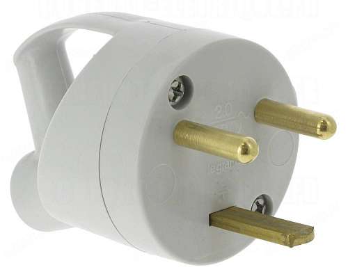 Вилка силовая Legrand 2К+З 20А боковой выход 055002