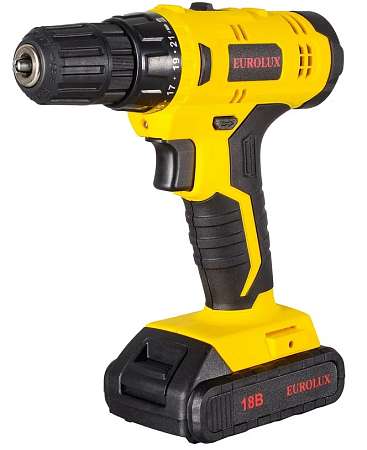 Дрель-шуруповерт аккумуляторная Eurolux ДА-18/2Li, 18В, 2x1.5Ач, 35Нм, Li-Ion, ЗУ, кейс 72/14/40