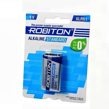 Батарейка Robiton standart 9V 6LR61 крона, алкалиновая