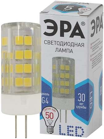 Лампа светодиодная G4 Эра 5W 220V 840  холодный свет, кукуруза Б0027858