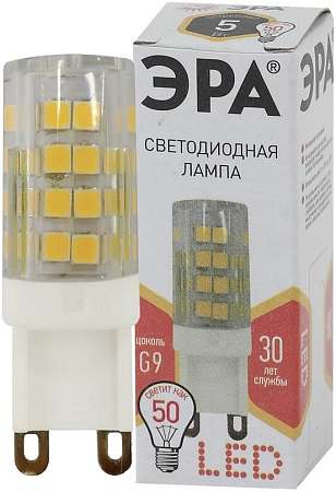 Лампа светодиодная G9 Эра 5W 220V 827  тёплый свет, кукуруза Б0027863