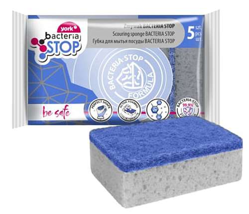 Губки для посуды York Bacteria Stop, антибактериальные 5шт 034040