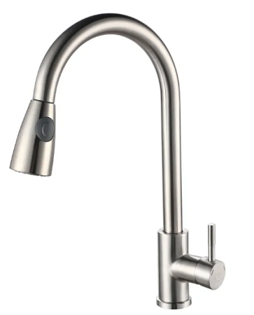 Смеситель РМС для кухни SUS124-017F-2  D35 с вытяжной насадкой Нержавеющая сталь